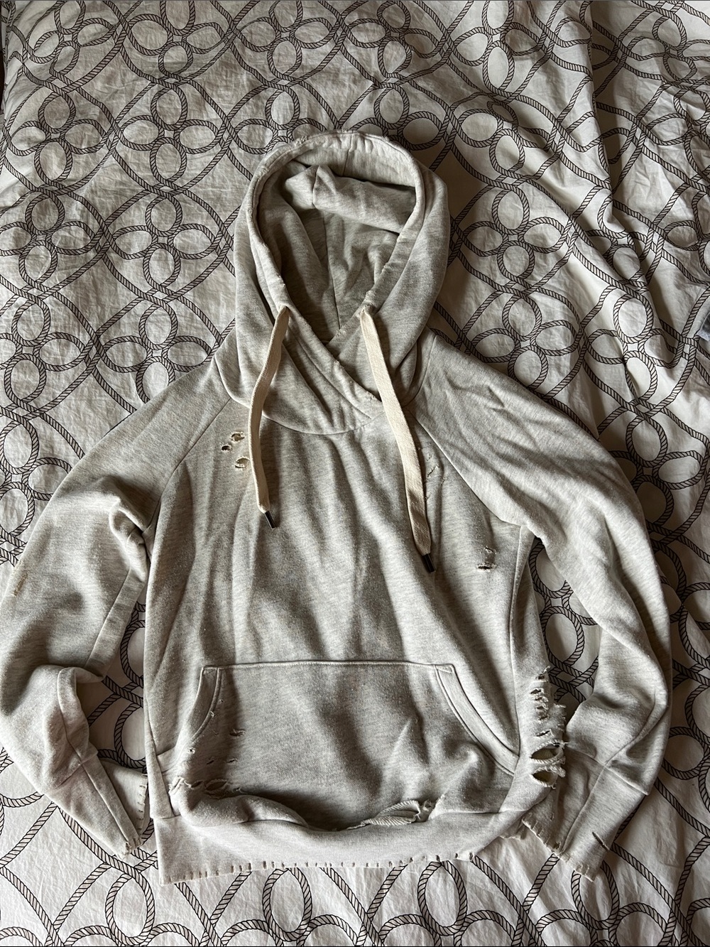 NSF Light Gray Distressed Pullover Hoodie